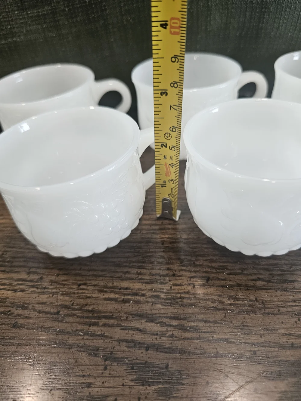 Vintage Jeannette Milk Glass Della Robbia Fruit Punch Cups - Set of 5